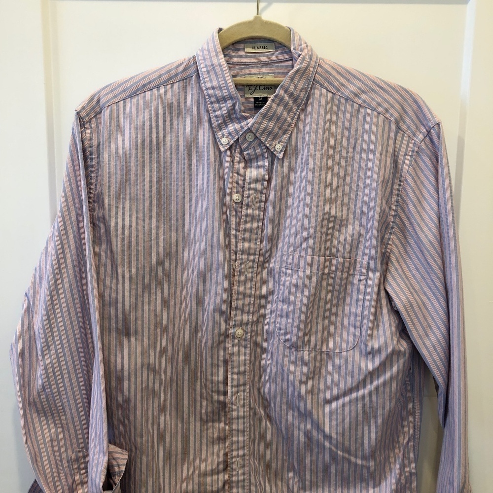 J. Crew Red/White/Blue Striped Button Down